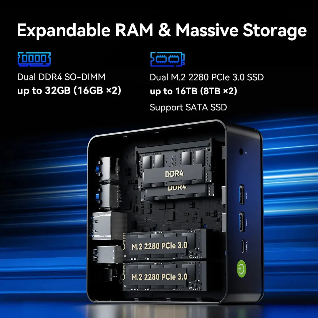 GMKtec NucBox G11 Innenleben: zwei DDR4 SO-DIMM-Slots und zwei M.2-2280-Steckplätze