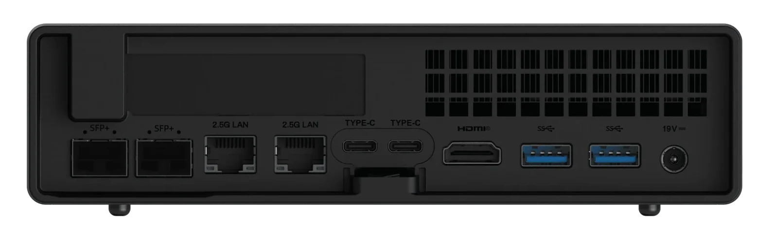 Minisforum MS-A2 Ports – 10GbE SFP+, 2.5GbE RJ45 und USB-C Anschlüsse