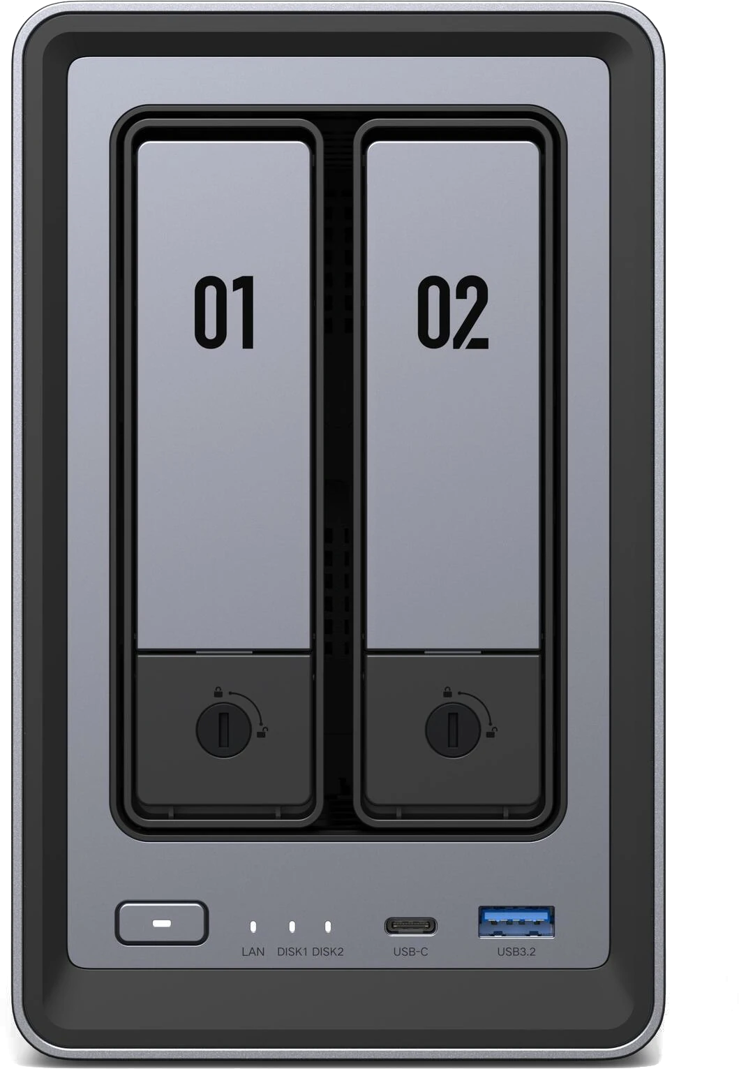 Das UGREEN DXP2800 2-Bay NAS - Ansicht von vorne.