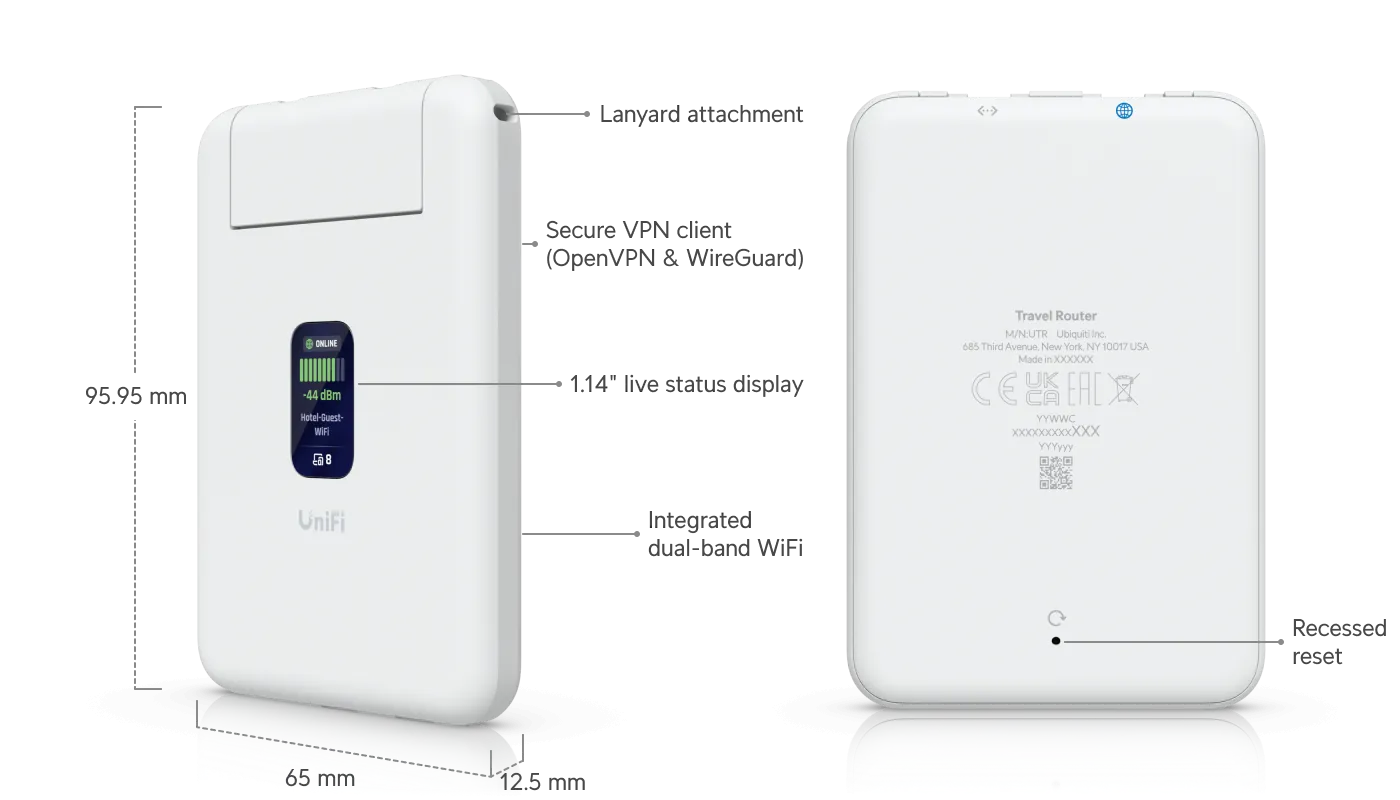 Ubiquiti UniFi Travel Router WiFi 5 Vorne Display