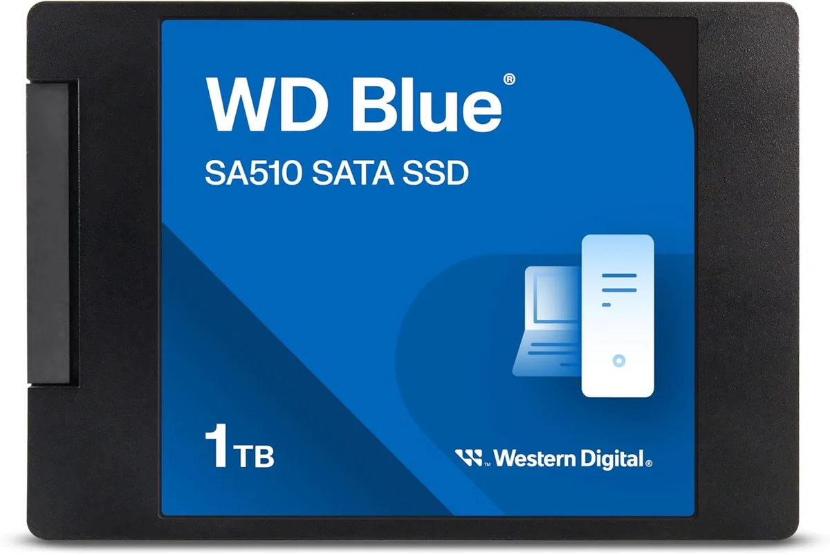 WD Blue SA510 SATA SSD 1 TB 2,5 Zoll (Lesen bis 560 MB/s, Schreiben bis 520 MB/s, Upgrade für PC/Laptop, dreimonatiges P